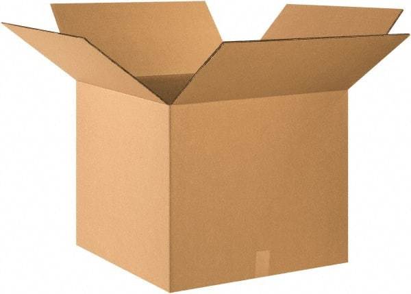 Made in USA - 24" Wide x 24" Long x 20" High Rectangle Heavy Duty Corrugated Box - 2 Walls, Kraft (Color), 100 Lb Capacity - Exact Industrial Supply