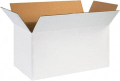 Made in USA - 12" Wide x 24" Long x 12" High Rectangle Corrugated Shipping Box - 1 Wall, White, 65 Lb Capacity - Exact Industrial Supply