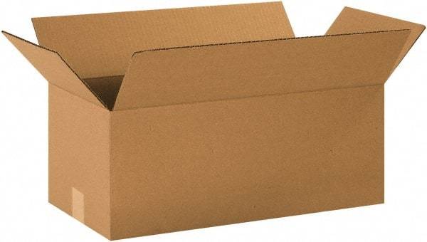Made in USA - 10" Wide x 20" Long x 8" High Rectangle Corrugated Shipping Box - 1 Wall, Kraft (Color), 65 Lb Capacity - Exact Industrial Supply
