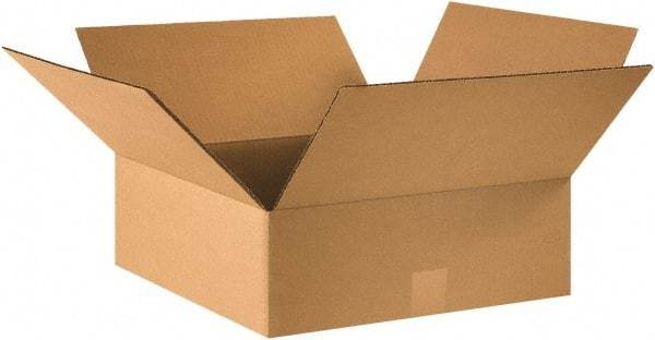 Made in USA - 16" Wide x 16" Long x 5" High Rectangle Corrugated Shipping Box - 1 Wall, Kraft (Color), 65 Lb Capacity - Exact Industrial Supply