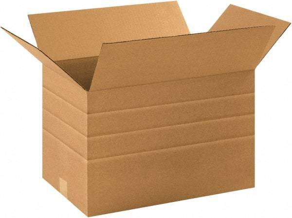 Made in USA - 12" Wide x 16" Long x 10" High Rectangle Multi-Depth Box - 1 Wall, Kraft (Color), 65 Lb Capacity - Exact Industrial Supply