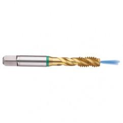7/16-14 2B 3-Flute Cobalt Green Ring Semi-Bottoming 40 degree Spiral Flute Tap-TiN - Exact Industrial Supply
