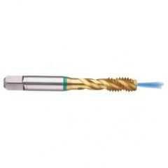 7/16-14 2B 3-Flute Cobalt Green Ring Semi-Bottoming 40 degree Spiral Flute Tap-TiN - Exact Industrial Supply