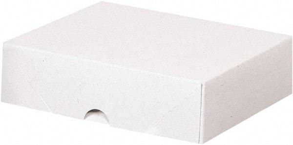 Made in USA - 7" Wide x 6" Long x 2" High Rectangle Chipboard Box - 1 Wall, White - Exact Industrial Supply