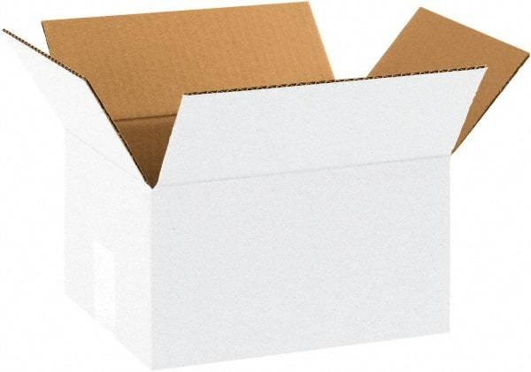 Made in USA - 8" Wide x 10" Long x 6" High Rectangle Corrugated Shipping Box - 1 Wall, White, 65 Lb Capacity - Exact Industrial Supply