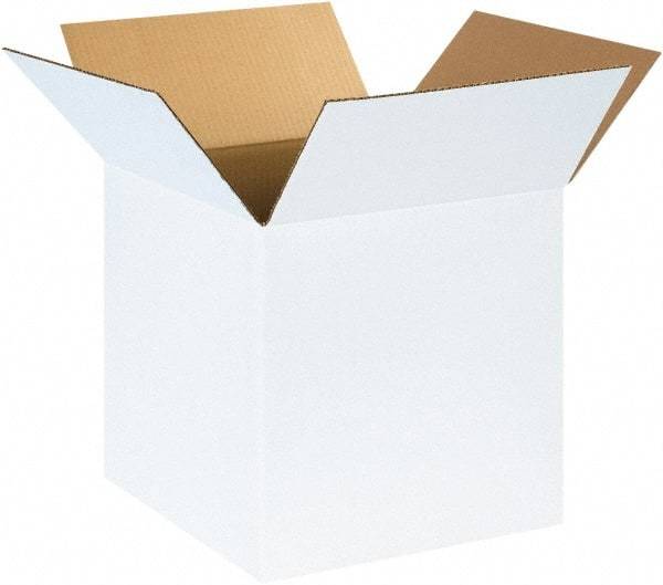 Made in USA - 14" Wide x 14" Long x 14" High Square Corrugated Shipping Box - 1 Wall, White, 65 Lb Capacity - Exact Industrial Supply