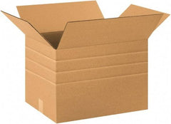 Made in USA - 12" Wide x 20" Long x 12" High Rectangle Multi-Depth Box - 1 Wall, Kraft (Color), 65 Lb Capacity - Exact Industrial Supply