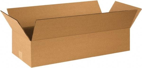 Made in USA - 10" Wide x 24" Long x 4" High Rectangle Corrugated Shipping Box - 1 Wall, Kraft (Color), 65 Lb Capacity - Exact Industrial Supply