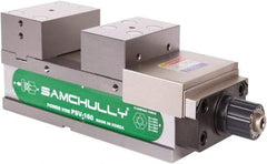 Samchully - 125mm Jaw Width, 125mm Jaw Opening Capacity, Horizontal Stationary Machine Vise - Manual Operation, 1 Station, 400.5mm Long x 48.3mm Deep, 50mm Jaw Height, Alloy Steel - Exact Industrial Supply