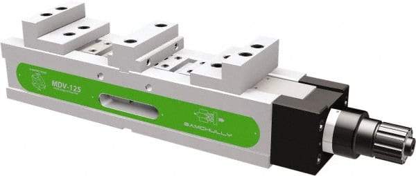 Samchully - 125mm Jaw Width, 141, 144.5, 187 & 190.5mm Jaw Opening Capacity, Horizontal Stationary Machine Vise - Manual Operation, 2 Stations, 671mm Long x 38.1mm Deep, 40mm Jaw Height, Alloy Steel - Exact Industrial Supply