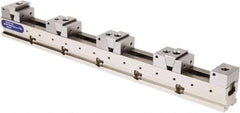 Samchully - 50mm Jaw Width, 500, 215, 120 & 75mm Jaw Opening Capacity, Horizontal Stationary Machine Vise - Manual Operation, 4 Stations, 600mm Long x 24.9mm Deep, 25mm Jaw Height, Alloy Steel - Exact Industrial Supply