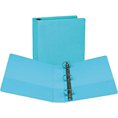 Samsill - 400 Sheet Capacity, 8-1/2 x 11", View Ring Binder - Vinyl Covered Chipboard, Turquoise - Exact Industrial Supply