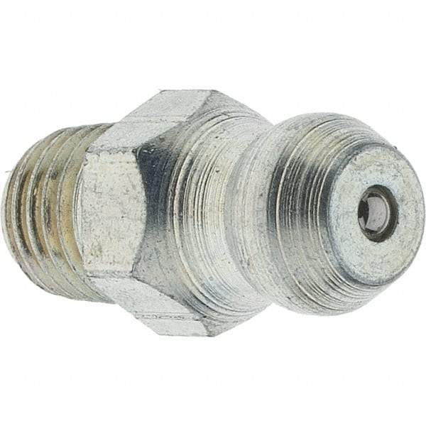 Samchully - Straight Head Angle, M6x0.75 Metric Stainless Steel Standard Grease Fitting - 7mm Hex - Exact Industrial Supply