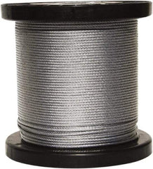 Loos & Co. - 250' Long, 3/16" x 3/16" Diam, Galvanized Wire Rope - 4,200 Lb Breaking Strength, 7 x 19 - Exact Industrial Supply