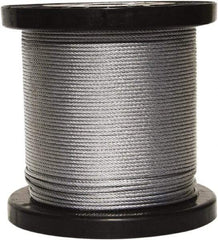 Loos & Co. - 500' Long, 1/8" x 1/8" Diam, Galvanized Wire Rope - 2,000 Lb Breaking Strength, 7 x 19 - Exact Industrial Supply