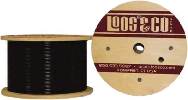 Loos & Co. - 3/32" x 1/16" Diam, Steel Wire Rope - 480 Lb Breaking Strength, 7 x 7, Vinyl Coating - Exact Industrial Supply
