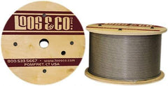 Loos & Co. - 1/8" x 3/32" Diam, Stainless Steel Wire Rope - 920 Lb Breaking Strength, 7 x 7, Vinyl Coating - Exact Industrial Supply