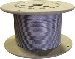 Loos & Co. - 3/16" x 1/8" Diam, Galvanized Steel Wire Rope - 2,000 Lb Breaking Strength, 7 x 19, Nylon Coating - Exact Industrial Supply