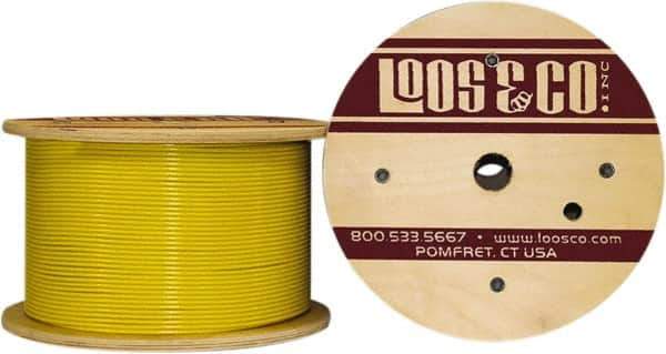 Loos & Co. - 3/16" x 1/8" Diam, Galvanized Steel Wire Rope - 2,000 Lb Breaking Strength, 7 x 19, Vinyl Coating - Exact Industrial Supply