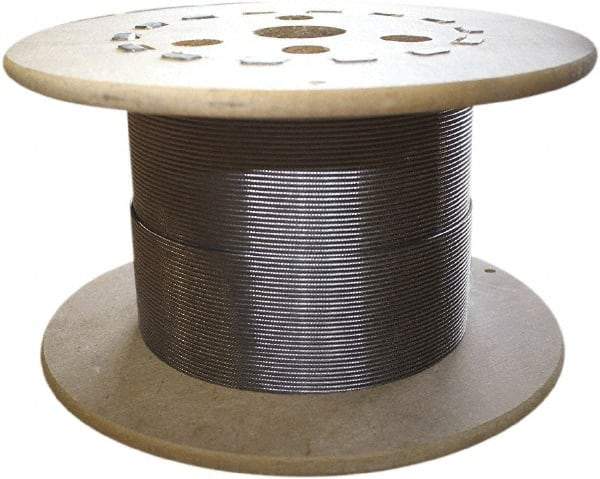 Loos & Co. - 500' Long, 3/16" x 3/16" Diam, Stainless Steel Wire Rope - 3,700 Lb Breaking Strength, 7 x 7 - Exact Industrial Supply