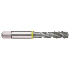 M18x2.5 6H 4-Flute Cobalt Yellow Ring Semi-Bottoming 40 degree Spiral Flute Tap-MolyGlide - Exact Industrial Supply