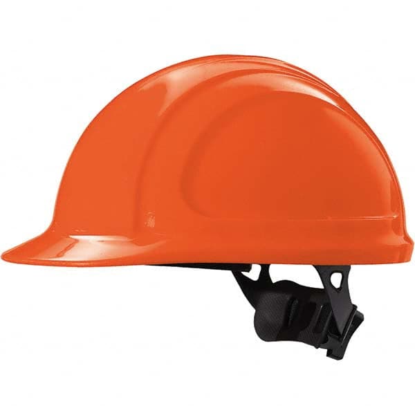 Hard Hat: Class E, 4-Point Suspension Orange, HDPE, Slotted