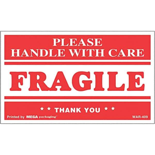 UNIVERSAL - 3-1/2" Long, Clear & Red Paper Shipping Label - For Packages - Exact Industrial Supply