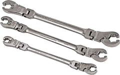 GearWrench - 3 Piece, 3/8" to 11/16", Ratcheting Flare Nut Set - Inch Measurement Standard, Chrome Finish - Exact Industrial Supply