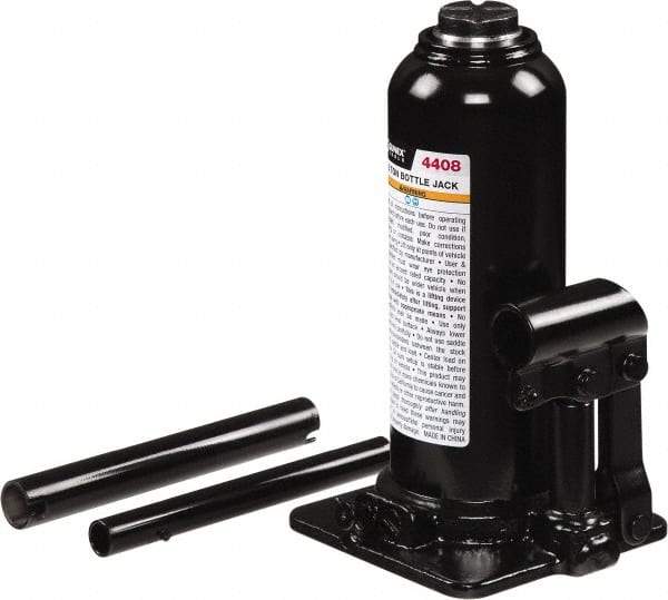 Sunex Tools - 8 Ton Capacity Bottle Jack - 9.1" to 18.3" High, 5.2" Long x 4.72" Wide Base - Exact Industrial Supply