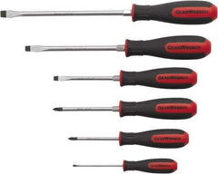 GearWrench - 6 Piece Phillips & Slotted Screwdriver Set - Blade Sizes: Length 3, 4, 6 & 8, Bit Sizes: Philips #1 to #2 - Exact Industrial Supply