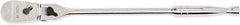 GearWrench - 1/2" Drive Pear Head Ratchet - Full Polish Chrome Finish, 17" OAL, 84 Gear Teeth, Full Polished Handle, Locking Flex Head - Exact Industrial Supply