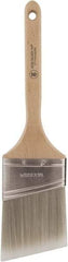 Wooster Brush - 3" Oval/Angle Polyester Angular Brush - 2-15/16" Bristle Length, 6-1/2" Wood Fluted Handle - Exact Industrial Supply