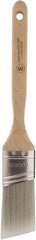 Wooster Brush - 1-1/2" Oval/Angle Polyester Angular Brush - 2-7/16" Bristle Length, 5.756" Wood Fluted Handle - Exact Industrial Supply