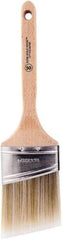 Wooster Brush - 3" Oval/Angle Polyester Angular Brush - 2-15/16" Bristle Length, 6-5/8" Wood Fluted Handle - Exact Industrial Supply