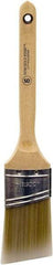 Wooster Brush - 2" Oval/Angle Polyester Angular Brush - 2-11/16" Bristle Length, 6-3/8" Wood Fluted Handle - Exact Industrial Supply