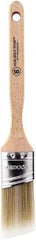 Wooster Brush - 1-1/2" Oval/Angle Polyester Angular Brush - 2-7/16" Bristle Length, 6-1/8" Wood Fluted Handle - Exact Industrial Supply