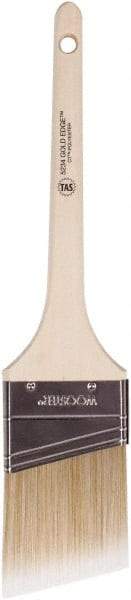 Wooster Brush - 2-1/2" Angled Polyester Angular Brush - 2-11/16" Bristle Length, 6-1/2" Wood Fluted Handle - Exact Industrial Supply