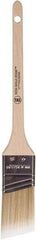 Wooster Brush - 1-1/2" Angled Polyester Angular Brush - 2-3/16" Bristle Length, 6-1/2" Wood Fluted Handle - Exact Industrial Supply
