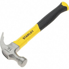 Stanley - 16 oz Head, Straight Rip Claw Hammer - 12.8" OAL, Steel Head, 1.1" Face Diam, Smooth Face, Fiberglass Handle with Grip - Exact Industrial Supply