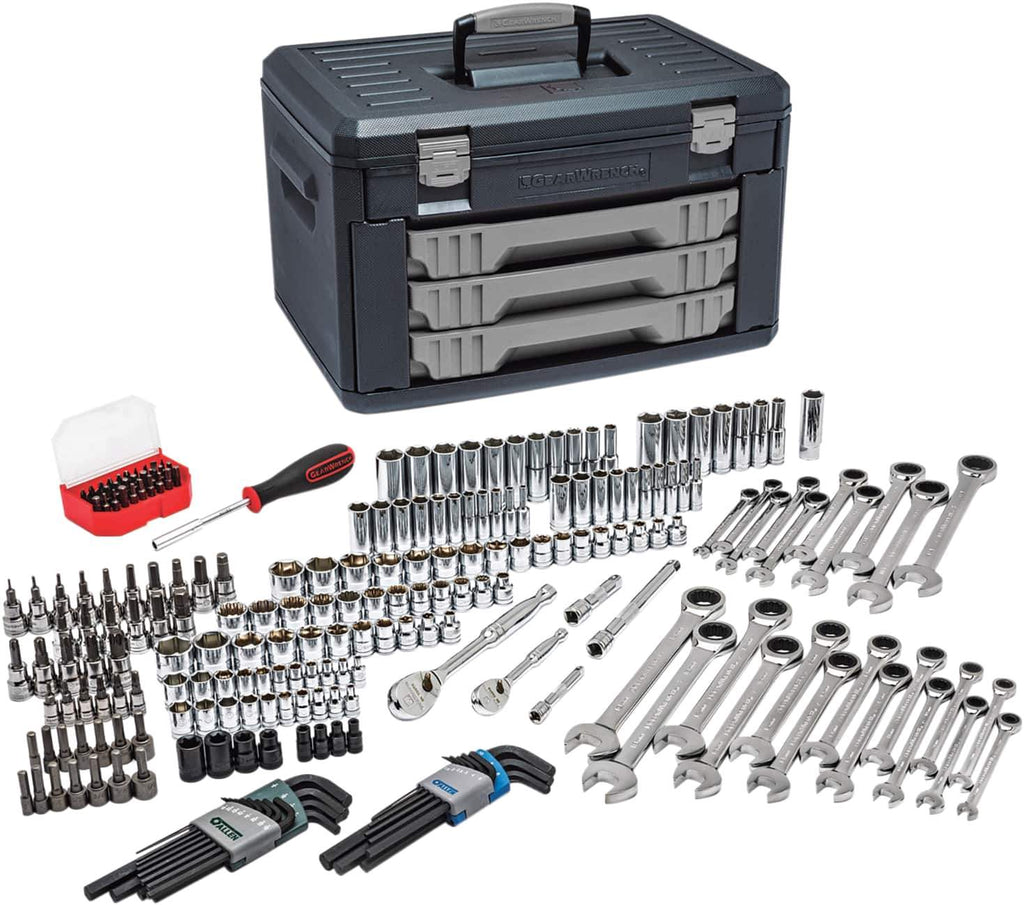 GearWrench - 232 Piece 1/4 & 3/8" Drive Mechanic's Tool Set - Comes in Blow Molded Case with 3 Drawers - Exact Industrial Supply