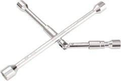 OEM Tools - 14" Long Cross Shaped Lug Nut Wrench Tire Iron - Folding, 11/16, 3/4, 13/16, 7/8" Hex, 17, 19, 21, 22mm - Exact Industrial Supply