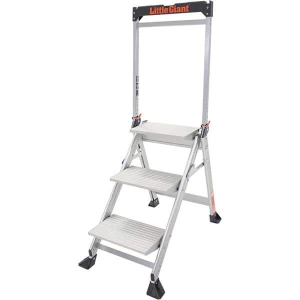 Little Giant Ladder - 3 Steps, 3' High, Type IAA Rating, Aluminum Step Stand - 375 Lb Capacity, 21-1/2" Base Width - Exact Industrial Supply