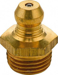 Umeta - Straight Head Angle, 1/8-28 BSPT Brass Standard Grease Fitting - 11mm Hex, 15mm Overall Height, 5.5mm Shank Length - Exact Industrial Supply
