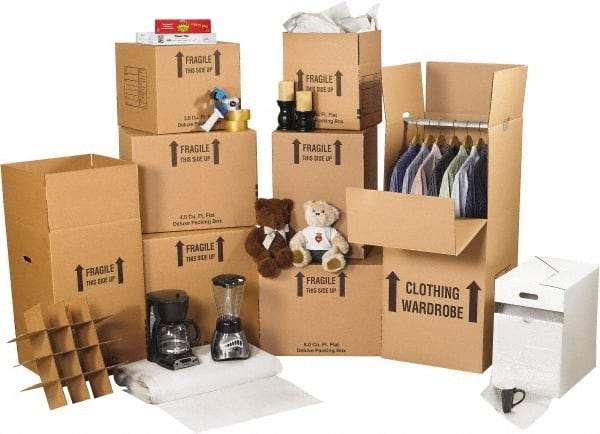 Made in USA - Moving & Box Kits Kit Type: Deluxe Home Moving Kit Number of Boxes: 118 - Exact Industrial Supply