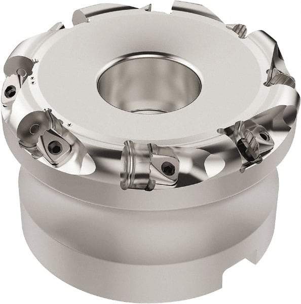 Seco - 50.32mm Cut Diam, 6mm Max Depth, 40mm Arbor Hole, 8 Inserts, RN.. 1207 Insert Style, Indexable Copy Face Mill - R220.26 Cutter Style, 8,400 Max RPM, 63mm High, Through Coolant, Series R220.26 - Exact Industrial Supply