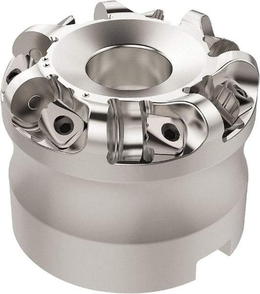 Seco - 37.33mm Cut Diam, 6mm Max Depth, 27mm Arbor Hole, 7 Inserts, RN.. 1207 Insert Style, Indexable Copy Face Mill - R220.26 Cutter Style, 10,600 Max RPM, 50mm High, Through Coolant, Series R220.26 - Exact Industrial Supply
