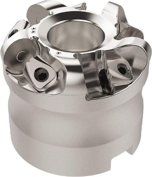 Seco - 37.33mm Cut Diam, 6mm Max Depth, 22mm Arbor Hole, 5 Inserts, RN.. 1207 Insert Style, Indexable Copy Face Mill - R220.26 Cutter Style, 11,900 Max RPM, 45mm High, Through Coolant, Series R220.26 - Exact Industrial Supply