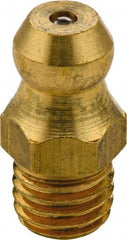 Umeta - Straight Head Angle, M5x0.8 Metric Brass Standard Grease Fitting - 7mm Hex, 15mm Overall Height, 5.5mm Shank Length - Exact Industrial Supply