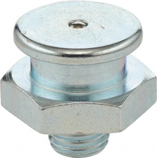 Umeta - Straight Head Angle, M8x1 Metric Stainless Steel Button-Head Grease Fitting - 17mm Hex, 17mm Overall Height - Exact Industrial Supply