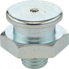 Umeta - Straight Head Angle, 3/8 BSPP Stainless Steel Button-Head Grease Fitting - 17mm Hex, 18mm Overall Height - Exact Industrial Supply